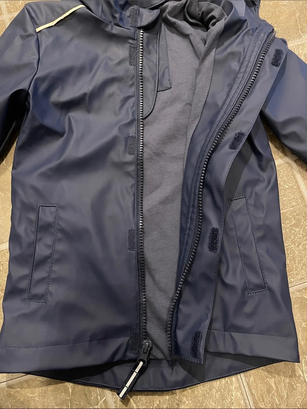 Cat & Jack Navy Hooded Raincoat with Reflective Trim